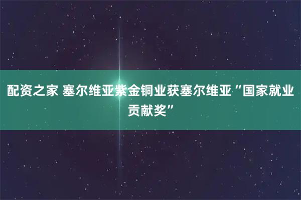 配资之家 塞尔维亚紫金铜业获塞尔维亚“国家就业贡献奖”