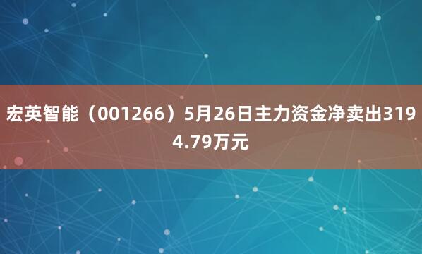 宏英智能（001266）5月26日主力资金净卖出3194.79万元